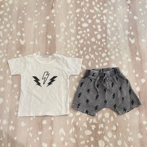 Little Mish Enzyme Bolts Tee & Shorts Set | Size 18 Months